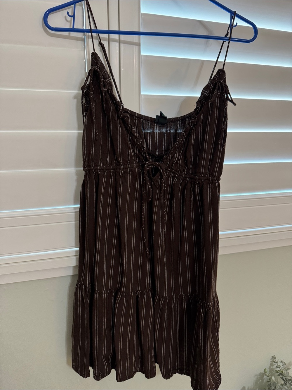 brown striped dress